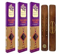 AROMASENSES | Pack de 3 encens Mystic Spirits Palo Santo à la Lavande | 3 boîtes de 8 bâtons + 1 Plateau en Bois | Encens Artisanal | Ésotérique | Purification