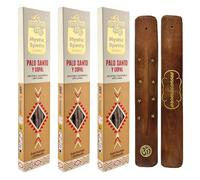 AROMASENSES | Pack de 3 Encens Mystic Spirits Palo Santo avec Copal | 3 Boîtes de 8 Bâtonnets + 1 Plaque en Bois | Encens Artisanal | Ésotérique | Purification