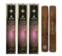 Aromasenses | Pack de 3 Encens Quartz Rose + 1 Porte-Encens Aromasenses | Pierres Ésotériques 3 × 20 g = 60 g d’Encens + 1 Boîte avec Pierres de Quartz Rose | Énergie | Purification