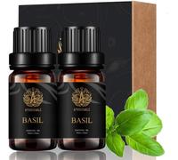 Aromathérapie Huile essentielle basilic Set, 2x10 ml Grade thérapeutique Basil Fragrance huile Essential Kit pour Diffuseurs, 100% Pure Basil Aromathérapie Huile essentielle fragrance set pour maison