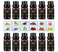 Aromathérapie lavande huile essentielle Set pour diffuseur,12x10ml 100% pure myrrhe huiles essentielles Kit-bergamote, poivre noir, sauge sclarée, Citronnelle, Ylang Ylang Huiles essentielles Kit etc
