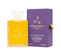 Aromatherapy Associates De-Stress Mind Huile de bain et douche 55 ml. La formulation 100% naturelle contient un mélange apaisant d'encens doux et boisé de source éthique.