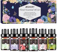 Aromatherapy Floral Essential Oils Kit 6 X 10 Ml,100% Natural Floral Essential Oils For Diffusers,Soothe-Cherry Blossom,White Tea,Jasmine,Lavender,Rose,Ylang Ylang