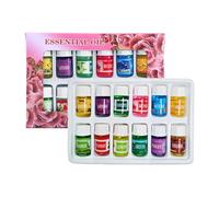 Aromatherapy Oil, Diffuser Scent Set, 5.12x3.54 Inches Natural Water-Soluble Formula, 12 Long Lasting Fragrances, Compact 3ml Bottles For Home Room Car Humidifier Air Freshener Use