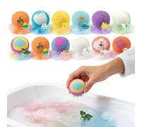 Aromatherapy Shower Salt, Relaxing Bath Bomb Set Kit, 12pcs 4cm Bubble Cleanser with Toy Inside, Natural Mineral Salt Balls, Kids Bath Toy with Colorful Design, Baths Bomb for Spa Tub