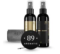 Aromatic • 89 • Kit Nettoyage Voiture - Senteur Safran, jasmin et orange, Spray Intérieur Premium & Chiffon Microfibre, Désodorisant Voiture & Nettoyant Tableau de Bord, Plastiques et Sièges Auto