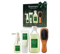 AROMATICA Kit d'Essai de Peeling du Cuir Chevelu au Romarin - Coffret Cadeau - [Mini Brosse à Cheveux en Bois / Shampoing 100ml / Activateur de Racines 30ml / Gommage du Cuir Chevelu 30ml]