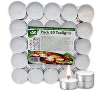 AROMATIS - 50 x Bougies Chauffe Plat - Bougies Blanches Individuelles Sans Parfum - Lot Bougies Sans Odeur Ø 39 mm - Durée 4 h - Fabriquées en EU