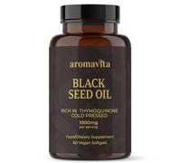 Aromavita Huile de Nigelle 1000 mg en Gélules - Graines de Cumin Noir pressées à froid (Nigella sativa) avec 1,8% de Thymoquinone - 60 Gélules Végétales - Sans OGM, Sans Gluten