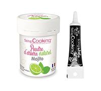 Arôme alimentaire naturel en poudre goût mojito 15 g + Stylo de glaçage noir