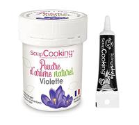Arôme alimentaire naturel en poudre violette + Stylo glaçage noir Scrapcooking