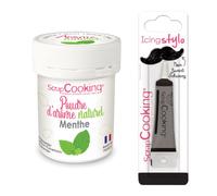 Arôme alimentaire naturel Menthe + Stylo de glaçage noir Scrapcooking