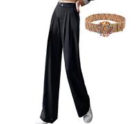 aromm Femme Palazzo Bootcut Pantalon Habillé ou Décontracté avec Poches pour Voyage, Bureau et Travail, Noir,3XL