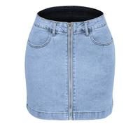 aromm Femme Taille Moyenne Fermeture Eclair Devant Jupe en Jean Extensible Décontracté Jupes en Jean avec Poches
