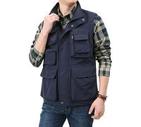 aromm Gilet Travail Extérieur pour Hommes Multi-Poches Étanche Été Sans manches Manteau Marin, XS