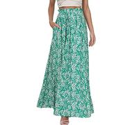 aromm Palazzo Femme Jambe Large Pantalons Taille Élastiquée Casual Longue Pantalon Impression Vert,S
