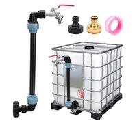 AROMUJOY IBC Robinet Cuve 1000L, 3/4'' Raccord Kit, Adaptateur pour Récupération d'Eau de Pluie avec Raccord S60x6 et Ruban D'étanchéité, Col de Cygne En Laiton