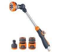 AROMUJOY Pistolet Arrosage du Jardin 8 Modèles Réglables, 47cm Pulvérisateur, Pistolet d'Arrosage Allongé, Pistolet Arrosoir pour Lavage de Voiture, Nettoyage de Cour, Arrosage du Jardin, Orange