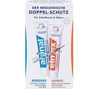 Aronal and elmex Lot de 2 dentifrices dentifrice double protection 12 ml pour gencives et dents, protège contre les caries, format voyage