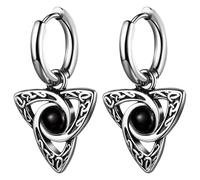 Aroncent Boucles d'oreilles nordiques celtiques pour hommes : boucles d'oreilles celtiques en acier inoxydable nœud avec trinité irlandaise design suspendu, Standard, Acier inoxydable, Pas de gemme