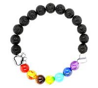 Aroncent Bracelet arc-en-ciel : bracelet sympathie pour animaux de compagnie cadeau roche volcanique pierres colorées empreinte de patte Un souvenir personnalisé de votre fidèle animal de compagnie