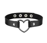 Aroncent Heart Choker Necklace for Women Adjustable Leather Choker Black Gothic Choker Collars for Women Halloween Christmas Valentine's Day Gift