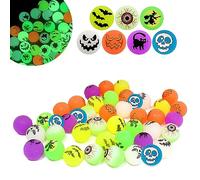 ARONRAVE Halloween - Lot de 24 balles rebondissantes lumineuses pour enfants - Flummi, phosphorescentes dans le noir - Balles rebondissantes rebondissantes - Sacs de cadeau pour les tours ou le