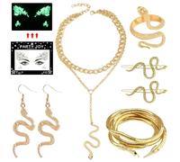 ARONRAVE Medu-sa Parure de bijoux serpent Medu-sa comprenant un collier, un bracelet et un accessoire de costume de serpent pour Halloween et fête costumée, m, Numéro d'article :, no