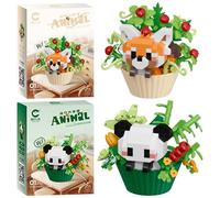 ARONRAVE Panda - Lot de 2 mini blocs de construction panda - Mini blocs de construction Pan-da - Animaux - Figurines - Cadeaux panda