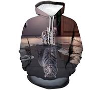 ARORALS Sweat à capuche chat pour femme - Automne et hiver - Manches longues - Thème animal - Joli sweat à capuche graphique réaliste, gris, X-Large