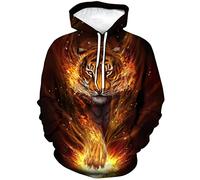 ARORALS Sweat à capuche tigre pour homme - Automne et hiver - Manches longues - Thème animal - Sweat à capuche réaliste, doré, Large