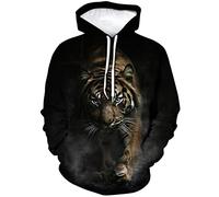ARORALS Sweat à capuche tigre pour homme - Automne et hiver - Manches longues - Thème animal - Sweat à capuche réaliste, noir, Medium