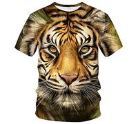 ARORALS T-shirt d'été à manches courtes pour homme, motif tigre fantaisie, chemise graphique réaliste, jaune, Taille M