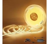 Arote Ruban LED COB 10m Blanc Chaud 3000K 24V, Bande LED Avec un gradateur et une alimentation électrique Flexible Haute Densité 320LEDs/m Dimmable IP20 pour TV Rétro-éclairage Chambre Cuisine