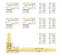 Arotelicht 2 pin connecteur LED Bande COB 12V 24V pour LED COB de 8mm, 6 pièces connecteurs centraux transparents, 4 pièces en forme de L pour bandes LED
