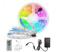 Arotelicht 24V Ruban LED 5m RVB avec Télécommande à 44 Touches et Tranformateur, 5050 300 LEDs Bande LED Lumineuse avec DIY Couleur, pour Chambre, Fête IP20 Non étanche