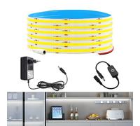 Arotelicht 2M COB Bande LED 6000K Blanc Froid Kit complet avec alimentation 24V & variateur, 640 LED (320/m), 8mm de largeur, 5cm découpable, IP20 éclairage intérieur pour meubles armoires DIY Décor