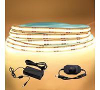 Arotelicht 5m Bande LED COB 12V Ruban led COB Blanc Chaud 3000K bande lumière Dimmable Haute Densité 320LEDs/m avec Variateur Adaptateur IP20 pour Chambre Cuisine Maison Décoration Intérieure