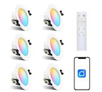 Arotelicht 6 Spot Led Encastrable 7W RGBW CCT 230V éclairage plafond, Bluetooth Projecteurs encastrés en maille Plafonnier Lampe avec télécommande pour salon, chambre à coucher, cuisine, KTV, bars