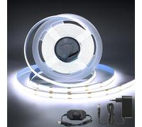 Arotelicht COB Ruban LED 3m 12V blanc froid 6000K Bande LED COB | Avec gradateur et adaptateur 320LEDs/m Dimmable Flexible IP20 pour TV rétro-éclairage Chambre Cuisine Intérieure