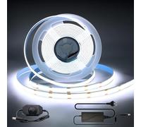 Arotelicht COB Ruban LED 3m 12V blanc froid 6000K, Bande LED COB Avec gradateur et adaptateur 320LEDs/m Dimmable Flexible Haute Densité IP20 pour TV rétro-éclairage Chambre Cuisine Intérieure