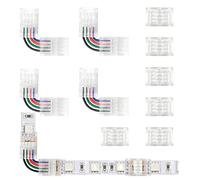 Arotelicht Connecteur de bande LED RGB, 10mm, Connecteur de bande LED d'angle 4 pôles pour bande LED RGB 10mm SMD5050, 10Pcs