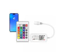 Arotelicht Contrôleur de Ruban LED WiFi RGB Intelligent LED avec télécommande infrarouge 24 touches, compatible avec Alexa et Google Home 16 millions de couleurs DC 12-24V