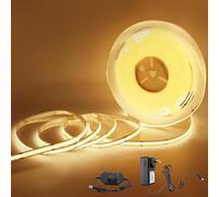 Arotelicht Ruban LED COB 10m Blanc Chaud 3000K 24V Bande LED Ensemble | Avec gradateur et alimentation, Flexible, Haute Densité 320LEDs/m Dimmable IP20 pour TV Rétro-éclairage Chambre Cuisine