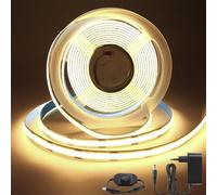 Arotelicht Ruban LED COB 12V 3M Blanc Chaud 3000K Bande LED COB Ensemble | Avec gradateur et adaptateur 320LEDs/m Flexible Haute Densité Dimmable IP20 pour TV Rétro-éclairage Chambre Cuisine