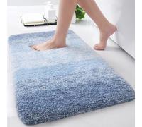 Arotive Tapis de Salle de Bain à Poils Longs en Microfibre Douce et absorbante, antidérapant, Lavage en Machine, pour Salle de Bain, Douche et Baignoire, 40,6 x 61 cm, Bleu Clair