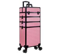 Arous Trousse de Maquillage Professionnelle 5 en 1 en Aluminium - Très Grand Coffret Chariot de Maquillage - Organisateur de Voyage - avec roulettes pivotantes à 360° - Rose, Trousse de Maquillage