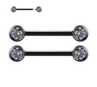 AROWRO Barres pour tétons en titane - Bijoux de piercing - Unisexe - Barre en forme de fer à cheval, circulaire - Pierre transparente - Fermeture à vis - 4 pièces - Grade implant, Titane