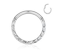 AROWRO Boucles d'oreilles en acier inoxydable 16 g - Pour septum - Daith Rook - Tragus, hélix, cartilage, lobe, septum, piercing serpent, pyramide, flèche/étoile - Anneau segmenté à charnière, Acier
