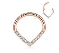 AROWRO Piercing en forme de goutte d'eau 16 G en acier chirurgical 316L pour septum, daith, boucles d'oreilles, septum, daith, rook, hélix, lobe, cartilage, bijoux CZ/opale/étoile/pyramide Desi, Acier